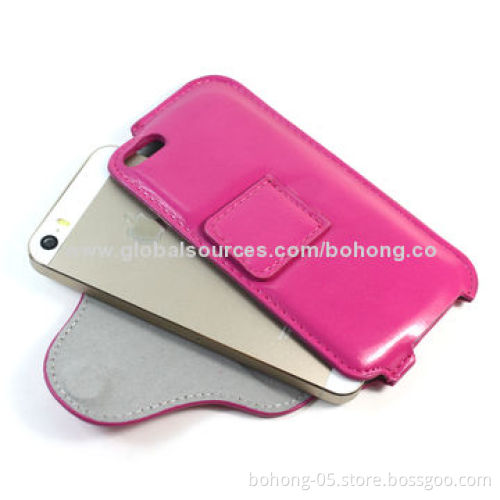 Leather case for iPhone 5S with kickstand, various colors are available